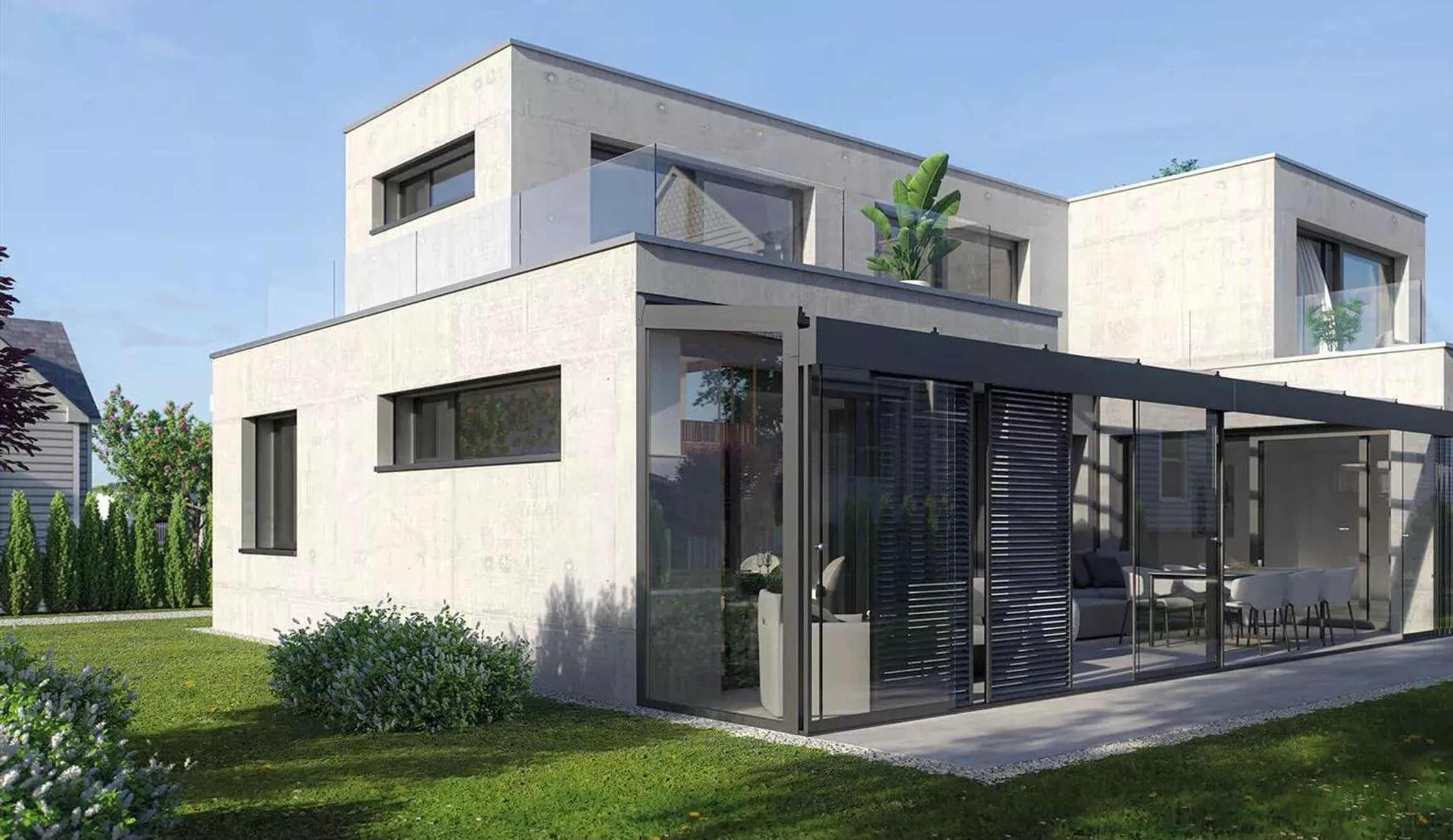 Moderní dům se zimní zahradou