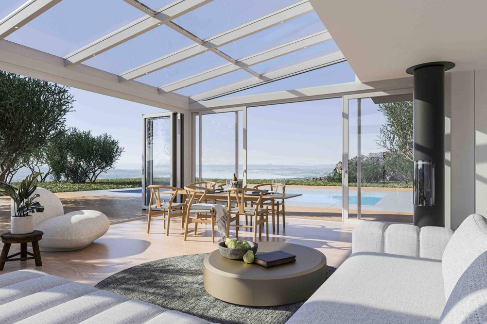 Zastřešená moderní zimní zahrada